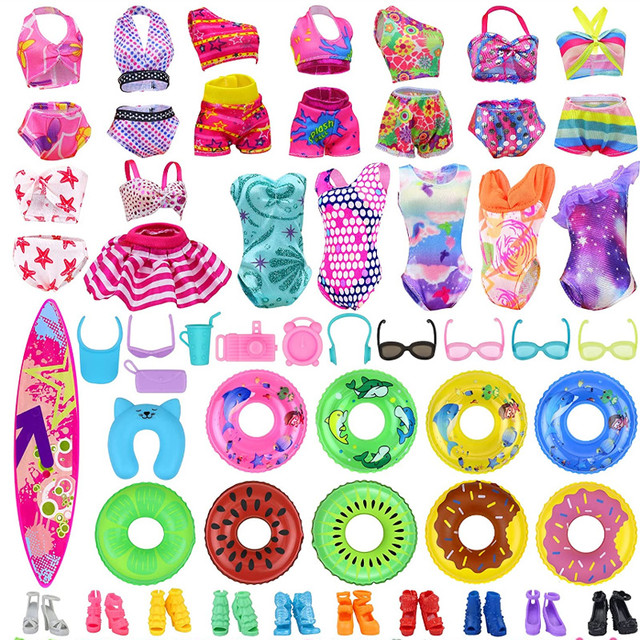 40Pcs/Set Barbies Doll Clothes Swimsuits Bikini Accessories for Barbie Doll  Shoes Boots Skateboard For Barbie